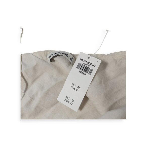 Abercrombie & Fitch Beige Linen Mini Dress SZ M One Shoulder Lined Cocktail Hour - Picture 5 of 12